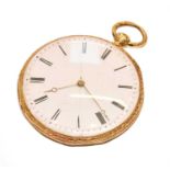 An open faced cylinder pocket watch, signed J. Cagneaux, a Paris, circa 1870, case with French