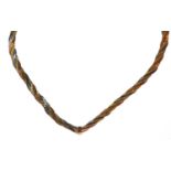 A 9 carat tri-coloured gold fancy link necklace, length 41cmCondition report: Gross weight 9.9