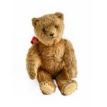 Early 20th Century Apricot Mohair Jointed Teddy Bear, with stitched nose and four claws to arm