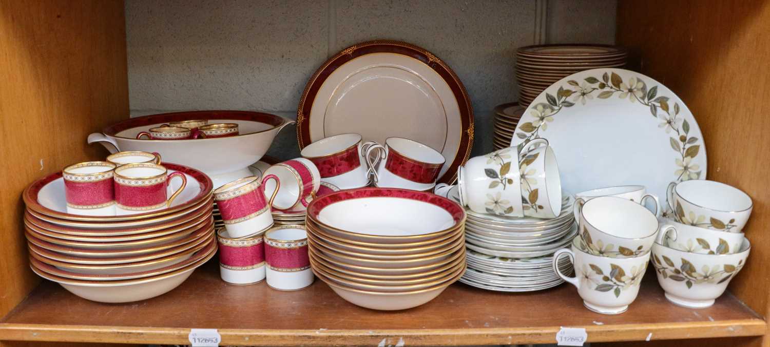 A modern Spode bone china 'Bordeaux' dinner service, a set of twelve Wedgwood 'Ulander' mocha cups