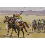 Eric H Hill (1921-2021)"Coming into the straight"Signed, watercolour, together with another