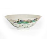 A Chinese Porcelain Bowl, Kangxi, of conical form, painted in famille verte enamels with a