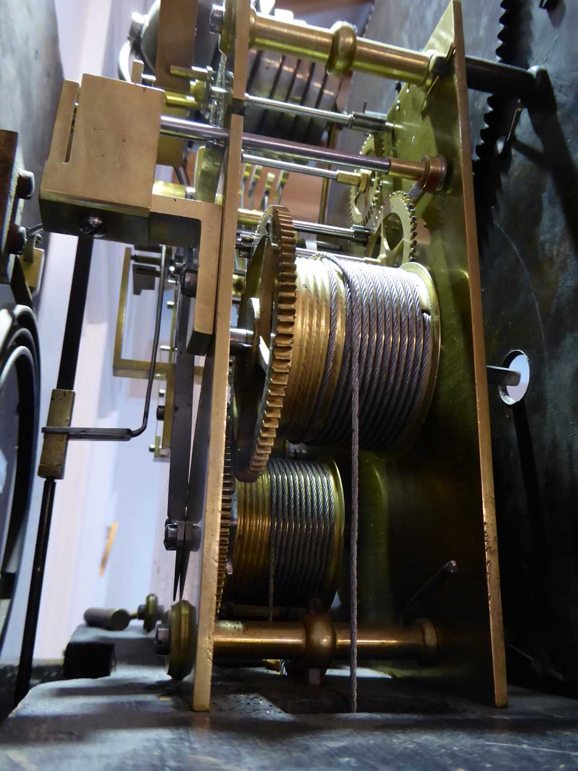 A Mahogany Quarter Chiming Longcase Clock, swan neck pediment, trunk with blind fretwork canted - Image 4 of 15