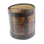 A Scandinavian Metal Bound Elm Bucket, 19th century, of cylindrical form with T bar handle,
