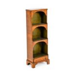 An Early 20th Century Figured Walnut and Green Painted Free-Standing Dwarf Bookcase, with moulded