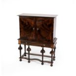 A Miniature Rosewood Cabinet on Stand, in William & Mary style, the cavetto cornice over two