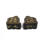 A Pair of Chinese Export Lacquer Boxes and Covers, early 19th century, of lobed asymmetrical form,
