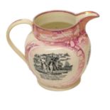 A Dixon & Sons Sunderland Lustre Jug, circa 1820, printed en grisaille with SAILORS FAREWELL, THE