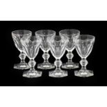 A Set of Six Baccarat Glasses, late 20th century, Harcourt pattern, with panelled conical bowls,