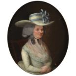 British School (18th/19th century) Portrait of an elegant lady, half-length seated wearing a