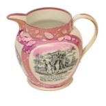 A Dixon & Son Sunderland Lustre Jug, circa 1820, printed en grisaille with A West View of the Cast
