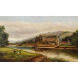 Attributed to Henry Harris (1805-1865) "Tintern Abbey" Oil on canvas, 29cm by 48.5cm