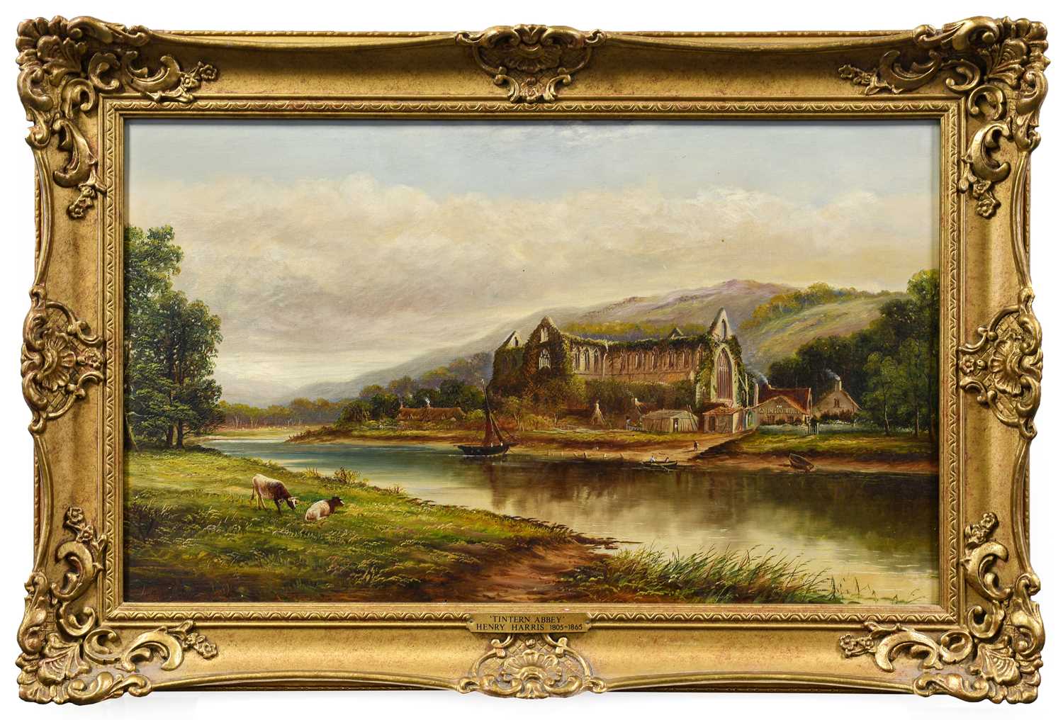 Attributed to Henry Harris (1805-1865) "Tintern Abbey" Oil on canvas, 29cm by 48.5cm - Image 2 of 2