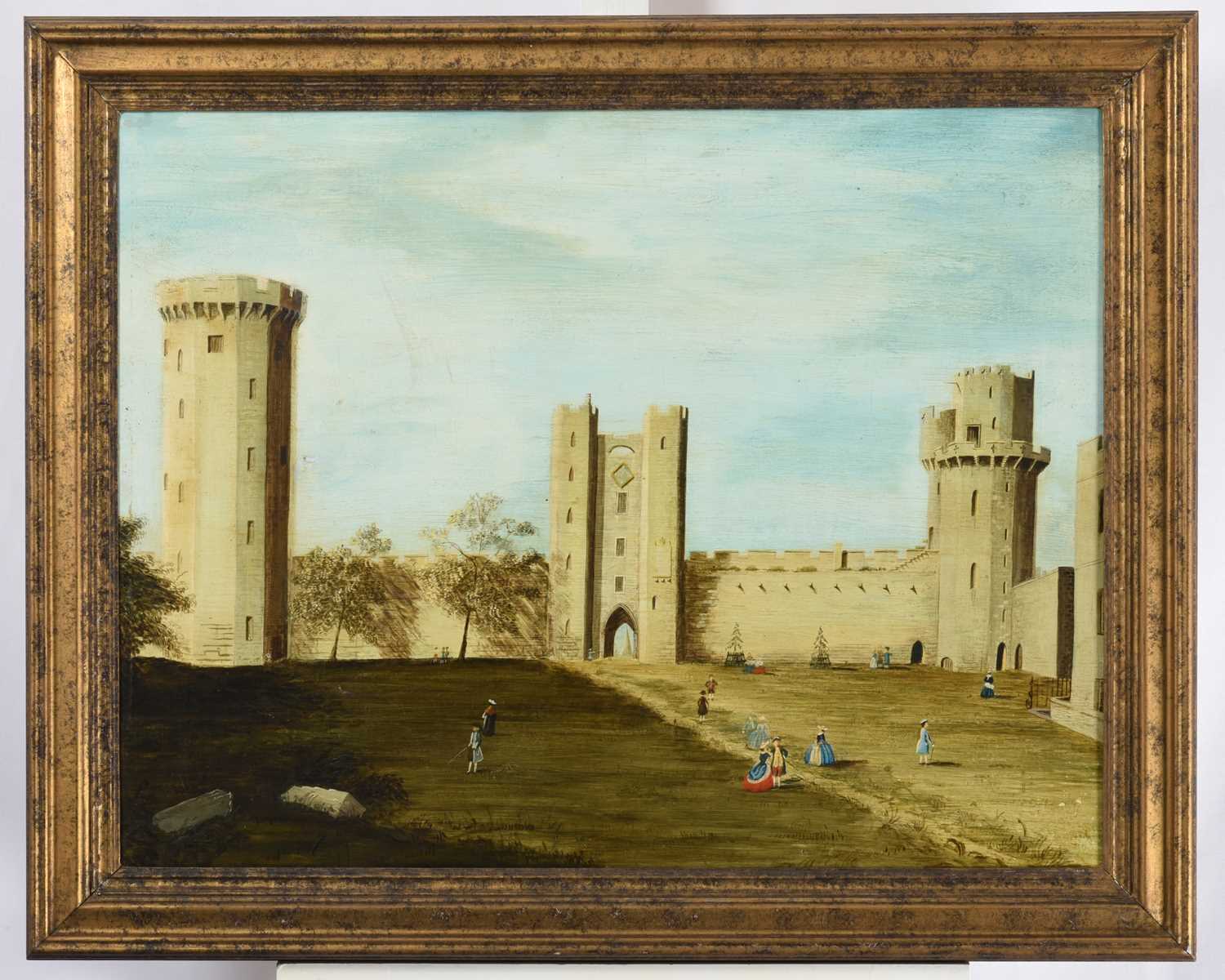 Manner of Thomas Patch (1725-1782)Elegant figures in castle groundsOil on canvas, 51cm by 66. - Image 2 of 3