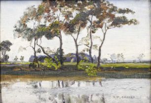 Robert Macdonald Frazer (19th/20th century)River LandscapeSigned, oil on board, 25cm by 34.5cm