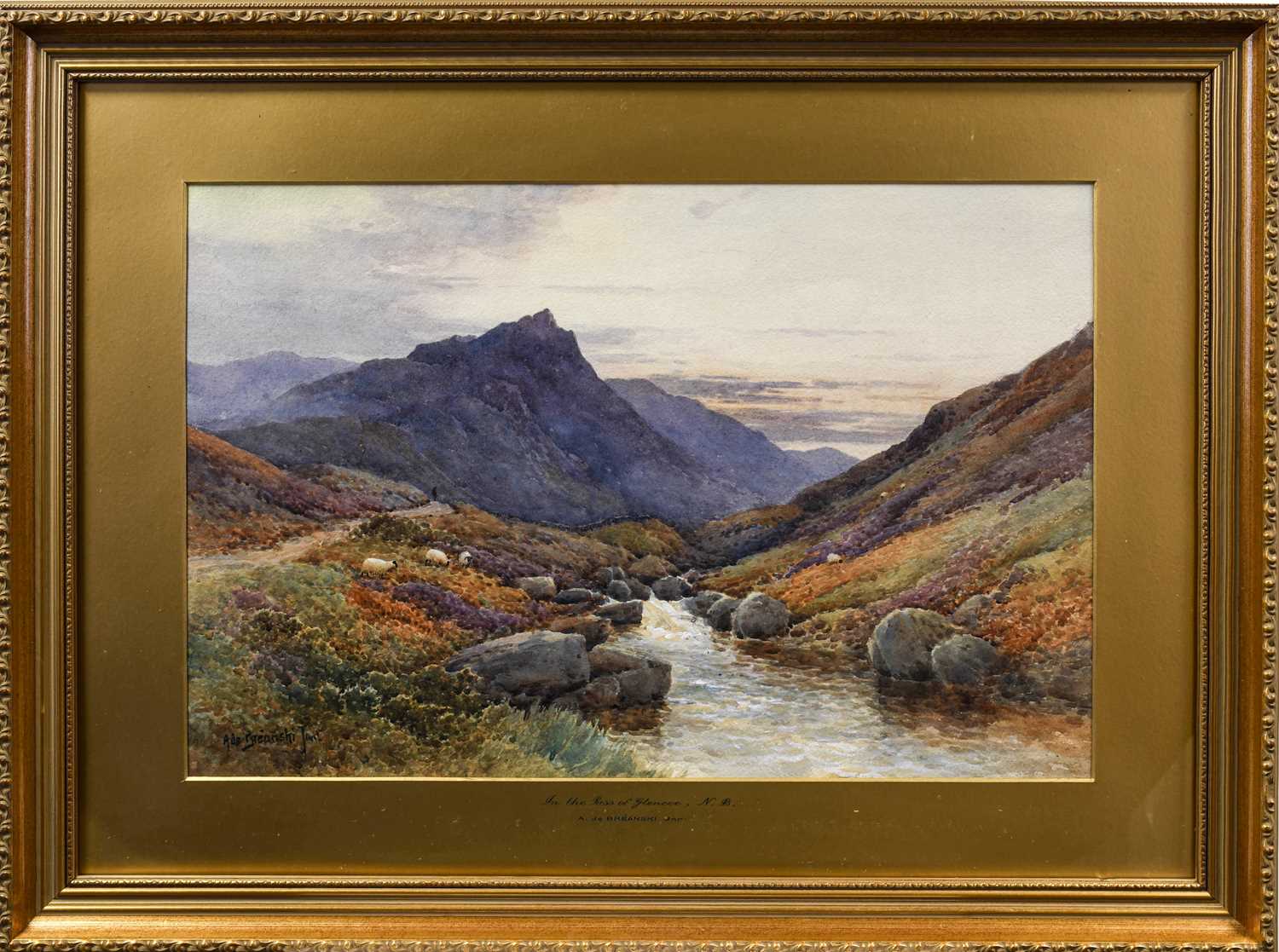 Alfred De Breanski Jnr. (1880-1919)"In the pass of Glencoe"Signed, watercolour, 37.5cm by - Image 2 of 2