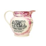 A Named and Dated Dixon Sunderland Lustre Jug, 1852, printed en grisaille with SAILORS FAREWELL