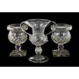 A Victorian Glass Coin Loving Cup, dated 1870, the thistle-shaped bowl engraved Newcastle 1870