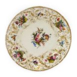 A Nantgarw Porcelain Dessert Plate, circa 1820, painted in London with the "Tumbling Baskets"