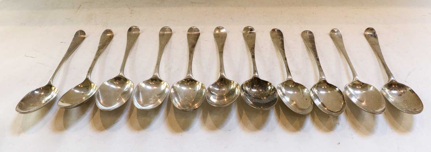 Eleven George II and George III Silver Table-Spoons, Various Maker's and Dates, Hanoverian