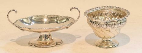 Four Various Silver Bowls, comprising: an oval example, on pedestal foot and with husk border,