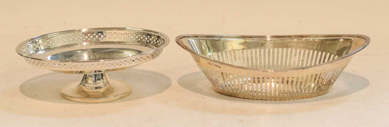 Four Various Silver Bowls, comprising: an oval example, on pedestal foot and with husk border, - Image 2 of 2