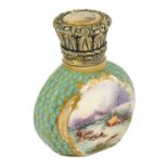 A Gilt Metal Mounted Copeland & Garrett Porcelain Vinaigrette, circa 1835, of flattened ovoid