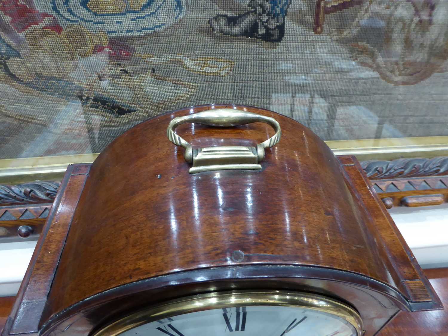 A Mahogany Striking Table Clock, signed Robt Scott, London, circa 1820, arch pediment, fish scale - Image 5 of 9