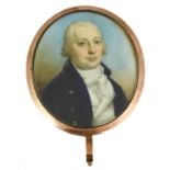 Thomas Hazlehurst (c.1740-1821): Miniature Bust Portrait of a Gentleman, wearing a white stock and