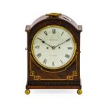 A Mahogany Striking Table Clock, signed Robt Scott, London, circa 1820, arch pediment, fish scale
