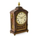 A Mahogany Striking Table Clock, signed John Bentley, London, circa 1840, arched pediment with a