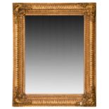 A Regency Gilt and Gesso Mirror, early 19th century, the original mercury plate within a reeded
