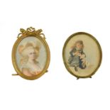 Continental School (early 20th century): Miniature Bust Portrait of a Lady, in 18th century costume,