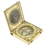 An Ivory Cased Portable Diptych Sundial, probably by Charles Bloud, circa 1680, of rectangular form,