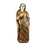 A Carved and Polychrome Wood Figure of St Theresa, probably Basque, late 17th/18th century, standing