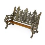 A 20th Century Cast Iron Miniature Garden Bench, after a Coalbrookdale design, the foliate back