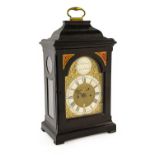 An Ebonised Striking Table Clock, signed Richd Bottomley, London, circa 1780, inverted bell top case