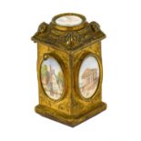 A French Gilt Metal Perfume Bottle and Hinged Cover, mid 19th century, of rectangular form set, with