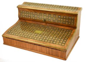 A French Brass Bound Kingwood Writing Slope, mid 19th century, of rectangular form with mother-of-
