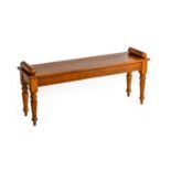 A Victorian-Style Oak Window Seat or Hall Bench, modern, of rectangular form with turned and moulded