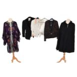 Assorted Early 20th Century Costume, comprising a purple silk Chinese embroidered jacket (a.f.);