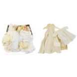 Assorted Baby and Toddler Cotton and Silk Day Dresses, cream wool undergarments, night robes, many
