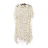 20th Century Irish White Lace/Crochet Jacket with short sleeves and open front, zig zag hem to the