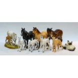 A Royal Doulton model of a mare and foal, number HN2532, Beswick horses including Highland Pony