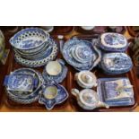 A small collection of early 19th century English pottery printed in underglaze blue, including: