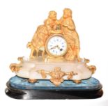 A French gilt metal alabaster striking mantel clock, circa 1880