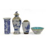 ~ A quantity of Chinese and Japanese porcelain, including a Chinese Kangxi Imari lobed dish, a