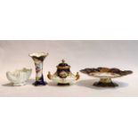 A group of 19th century and later English porcelain and glass, including: a gilt embellished green