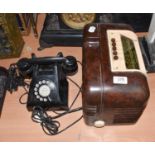 ~A Bush bakelite valve radio, together with a similar telephone (2)