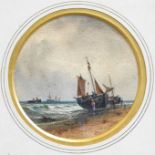 J F Branegan (Fl.1871-1875) Pair of coastal scenes Initialled, watercolour, 12cm diameter (2)